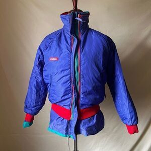 Vintage Columbia 3 in 1 Reversible Zip Up Ski Jacket Blue Green Women’s Medium